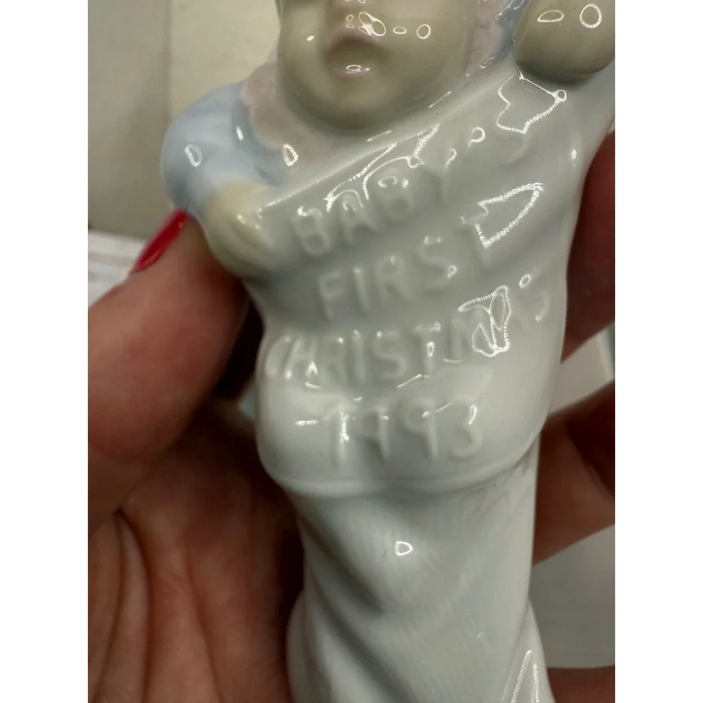 Lladro 1993 Babys First Christmas Stocking Ornament 06037 Porcelain Spain Box